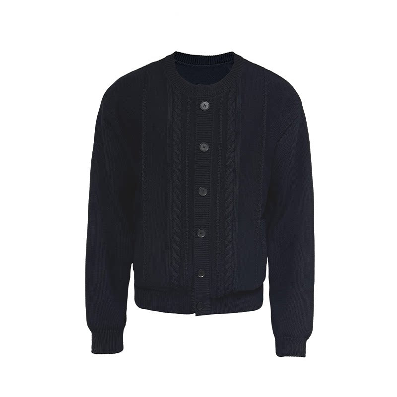 Cable crew neck cardigan