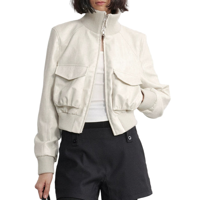 Oil-wax PU Leather Cropped Leather jacket