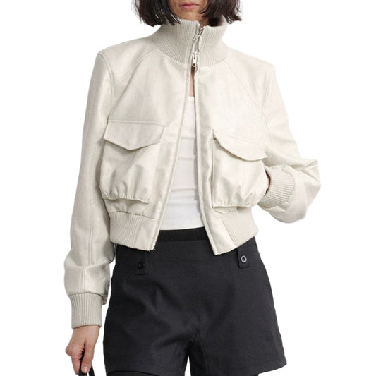 Oil-wax PU Leather Cropped Leather jacket