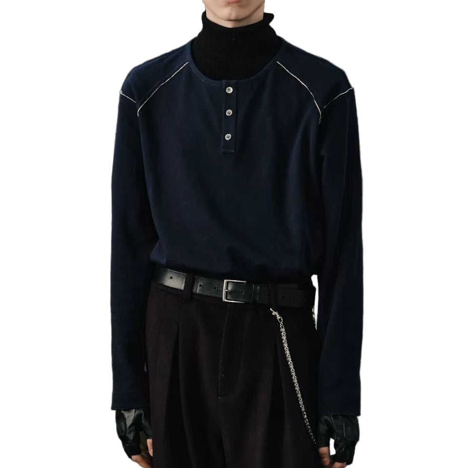 Vintage Crew Neck Two-tone Shirt