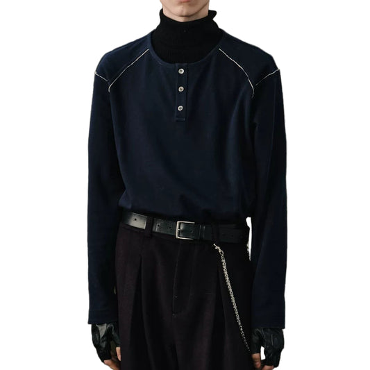 Vintage Crew Neck Two-tone Shirt