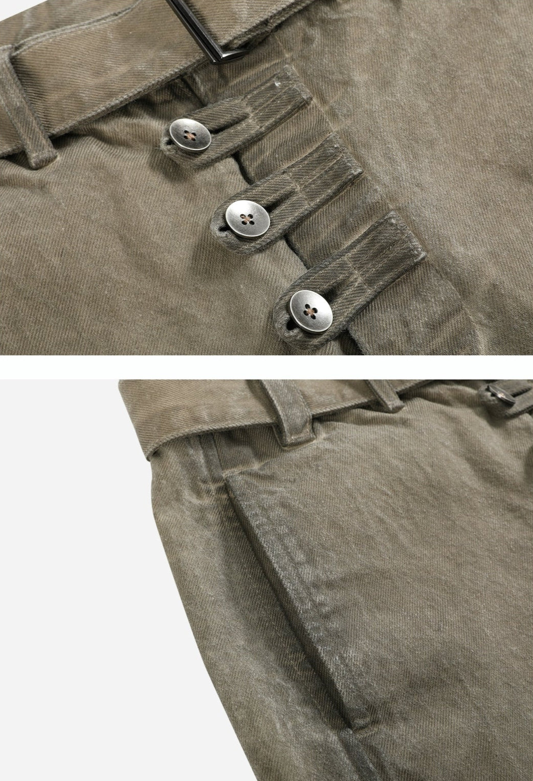 'Gneiss' mud dyed distressed belted trousers