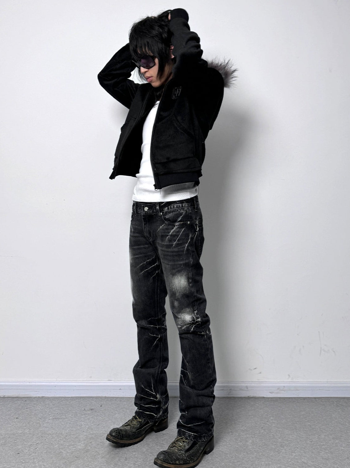 slim-fitting Hooded Fur Jacket