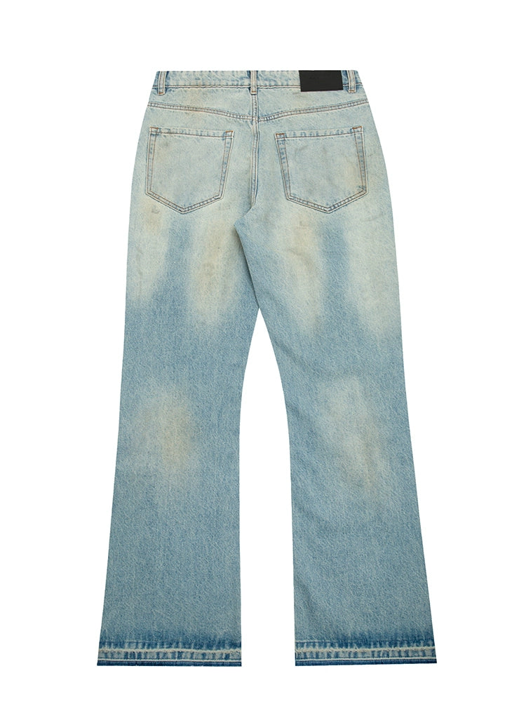 Ice Blue Dirty Bootcut Jeans