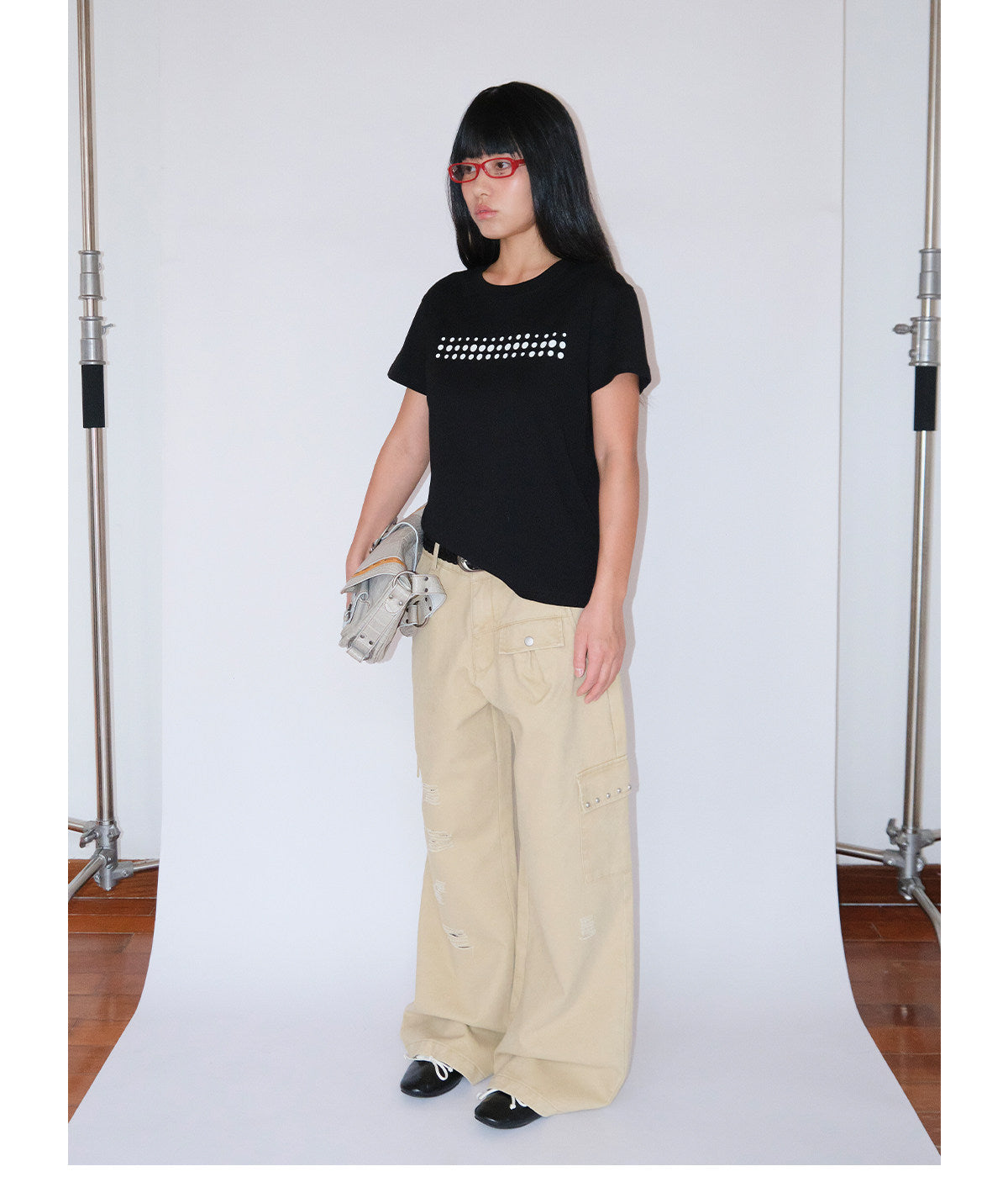 Polka dot short-sleeve T-shirt