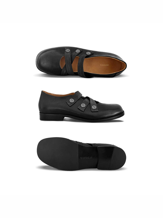 Silver buckle Mary Jane shoes