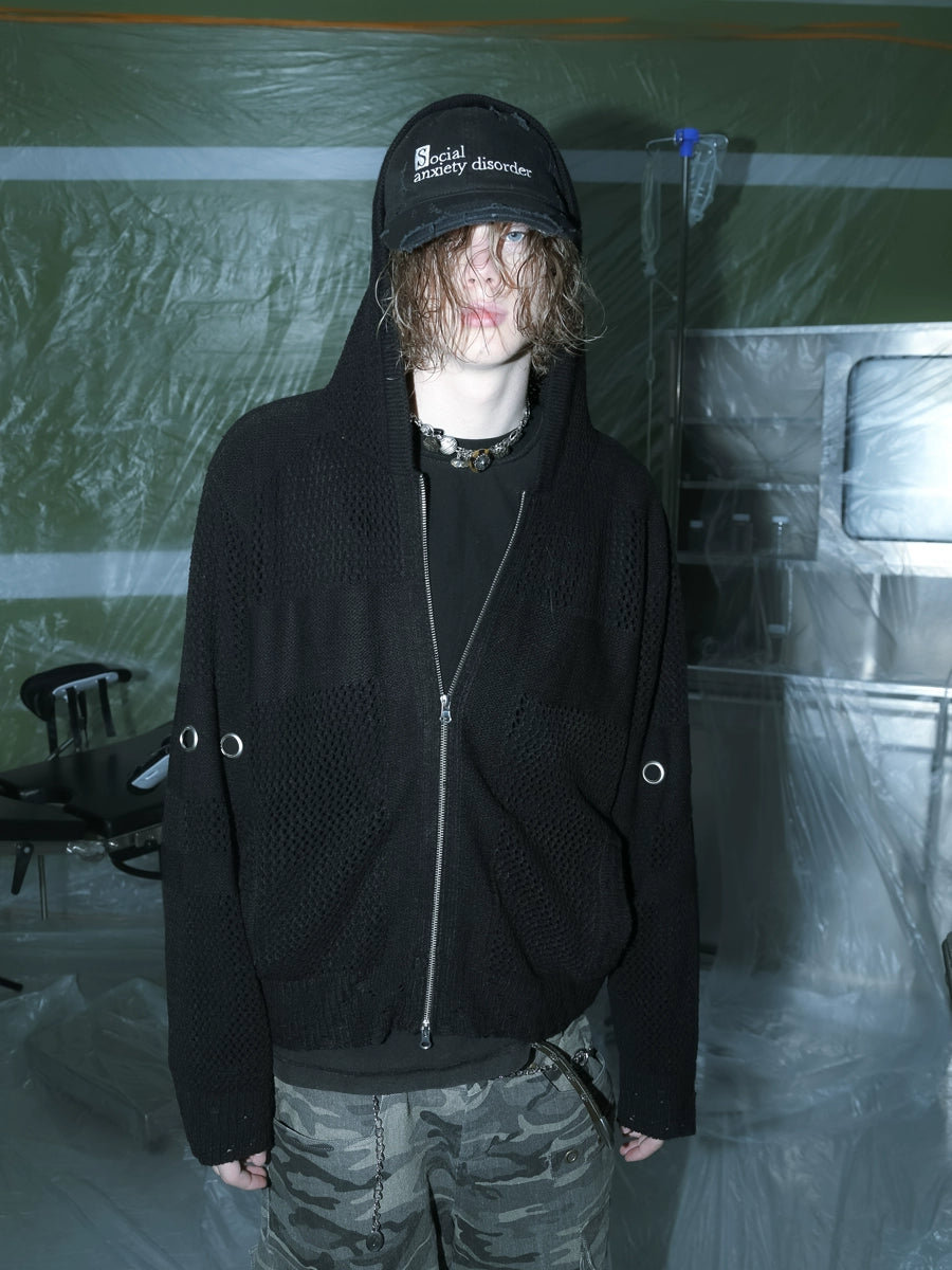 Cut-out Texture Hoodie
