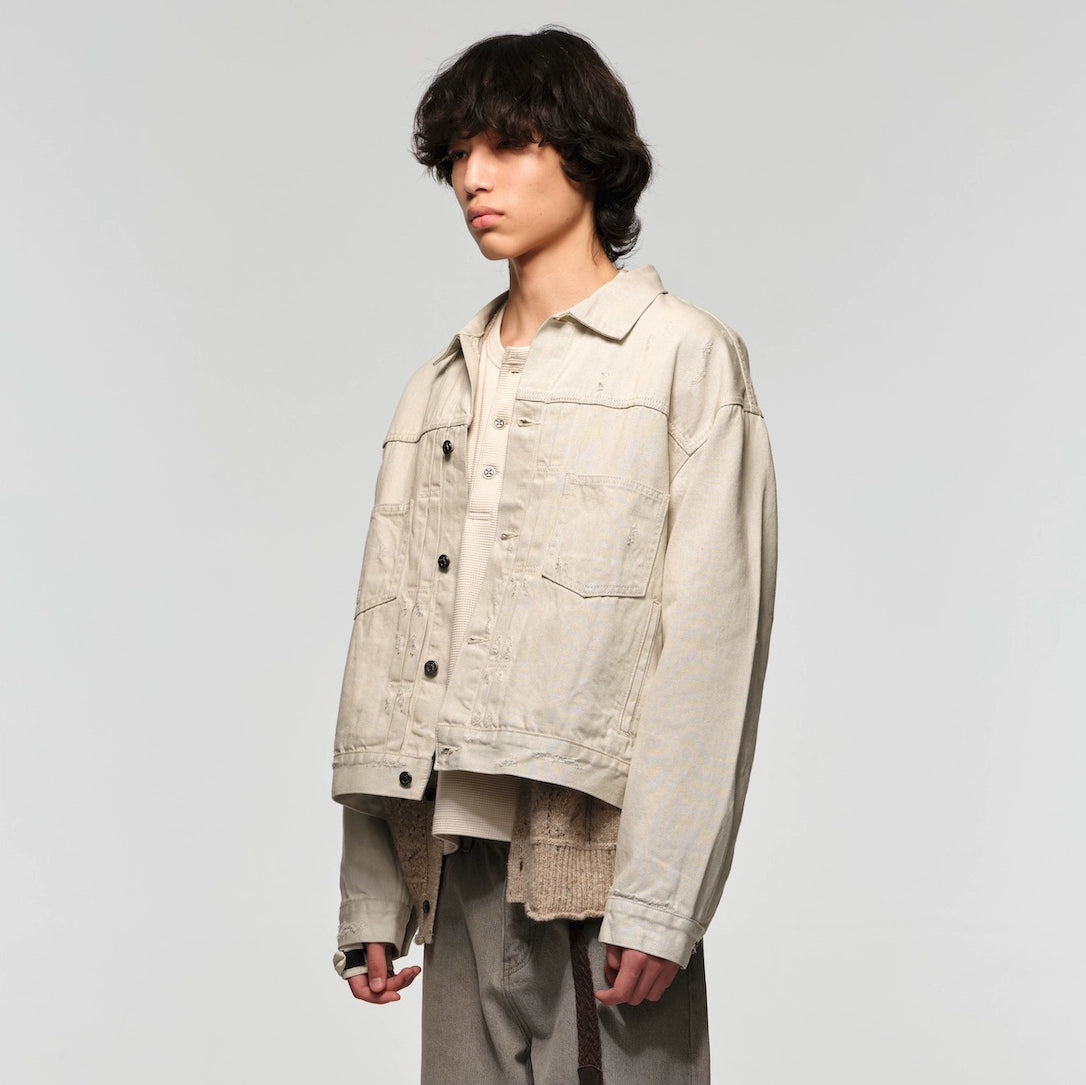 Off-White Two-Tone Vintage Washed Denim Jacket