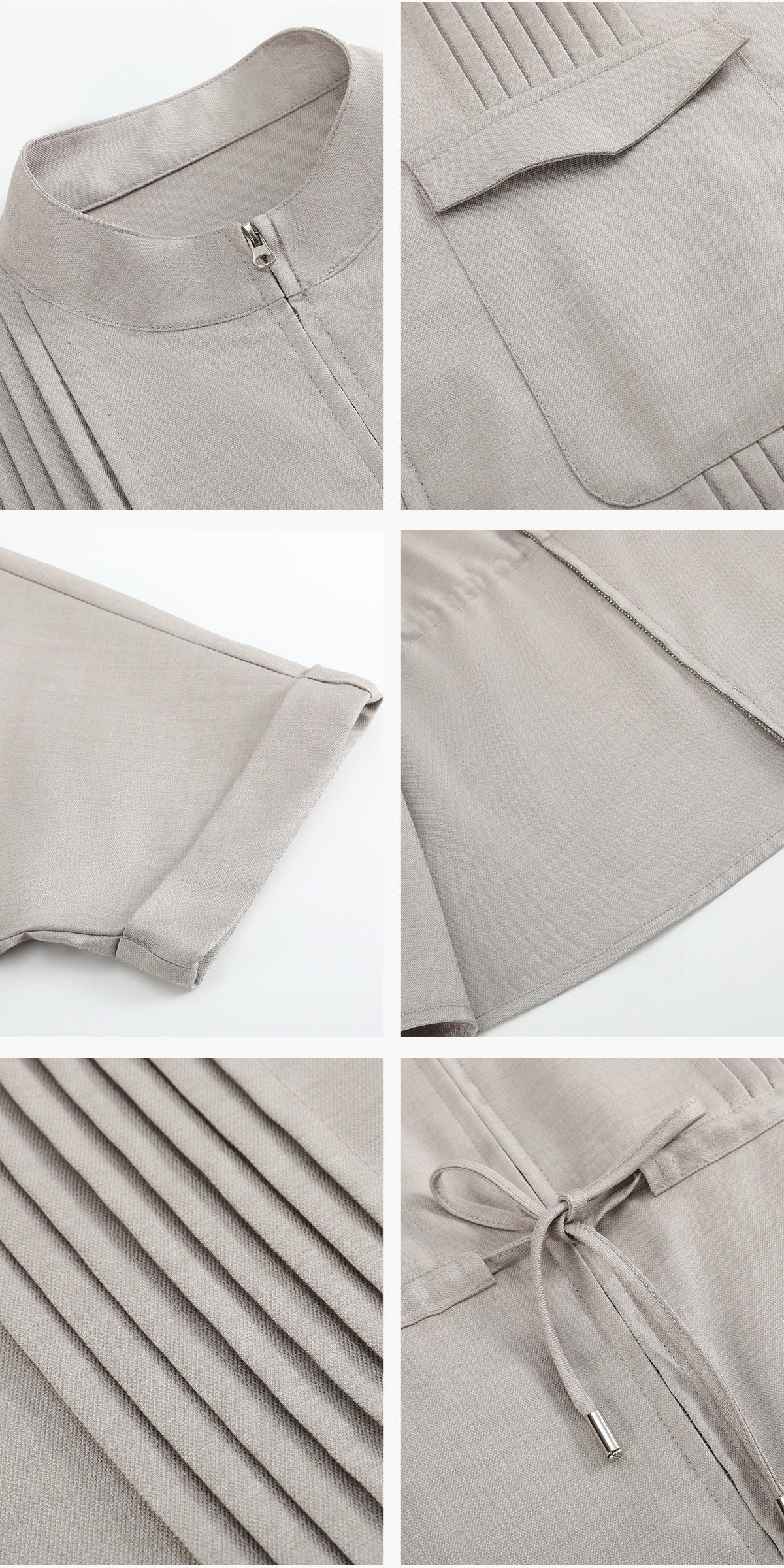 Gritty pleated zip short-sleeved shirt