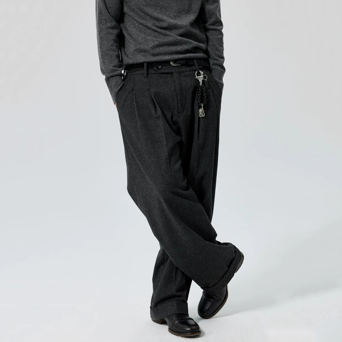 Braided leather keychain