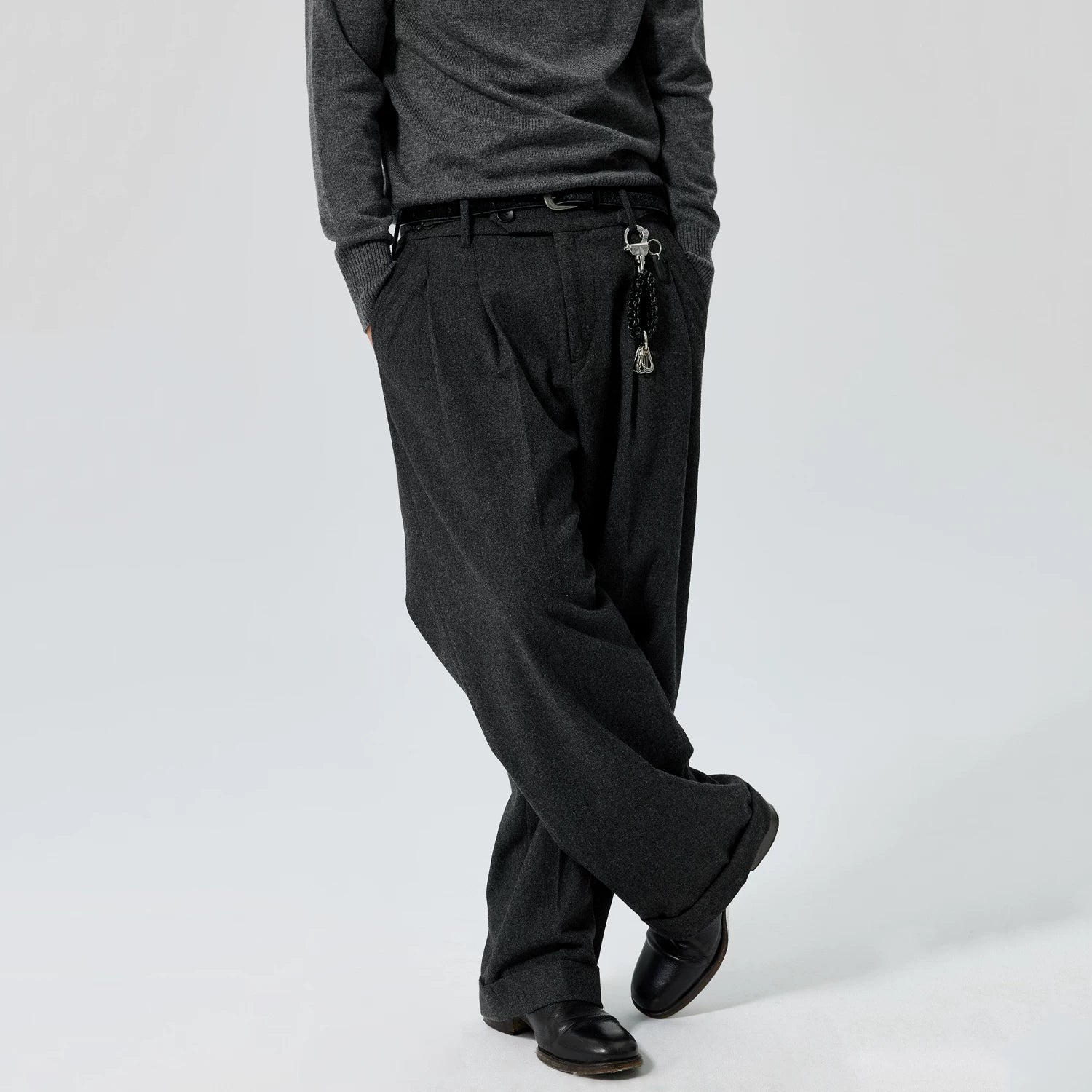 Braided leather keychain