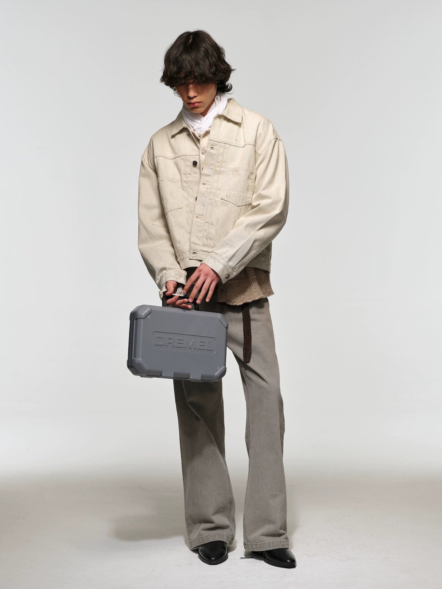 Off-White Two-Tone Vintage Washed Denim Jacket