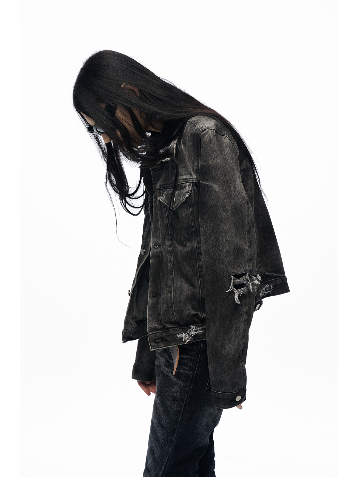 lightning washed heavy denim jacket