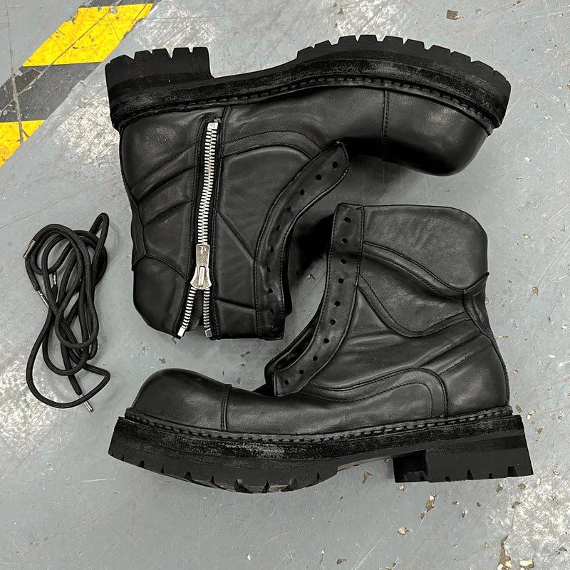 Hand stitched Paris biker boots