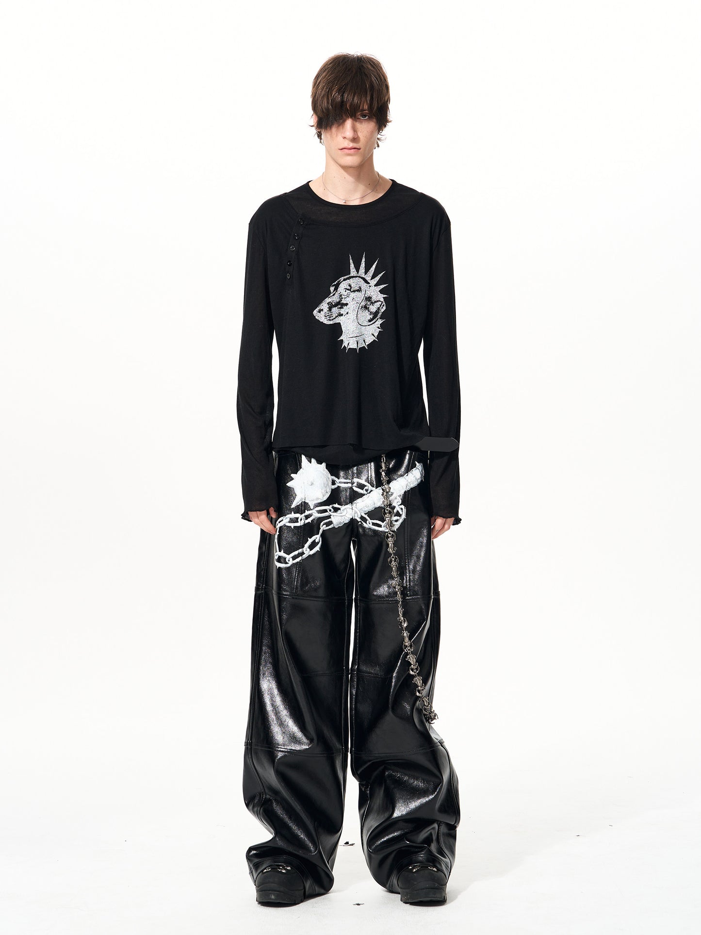 Dog Head Fake Layered Long-Sleeved T-Shirts