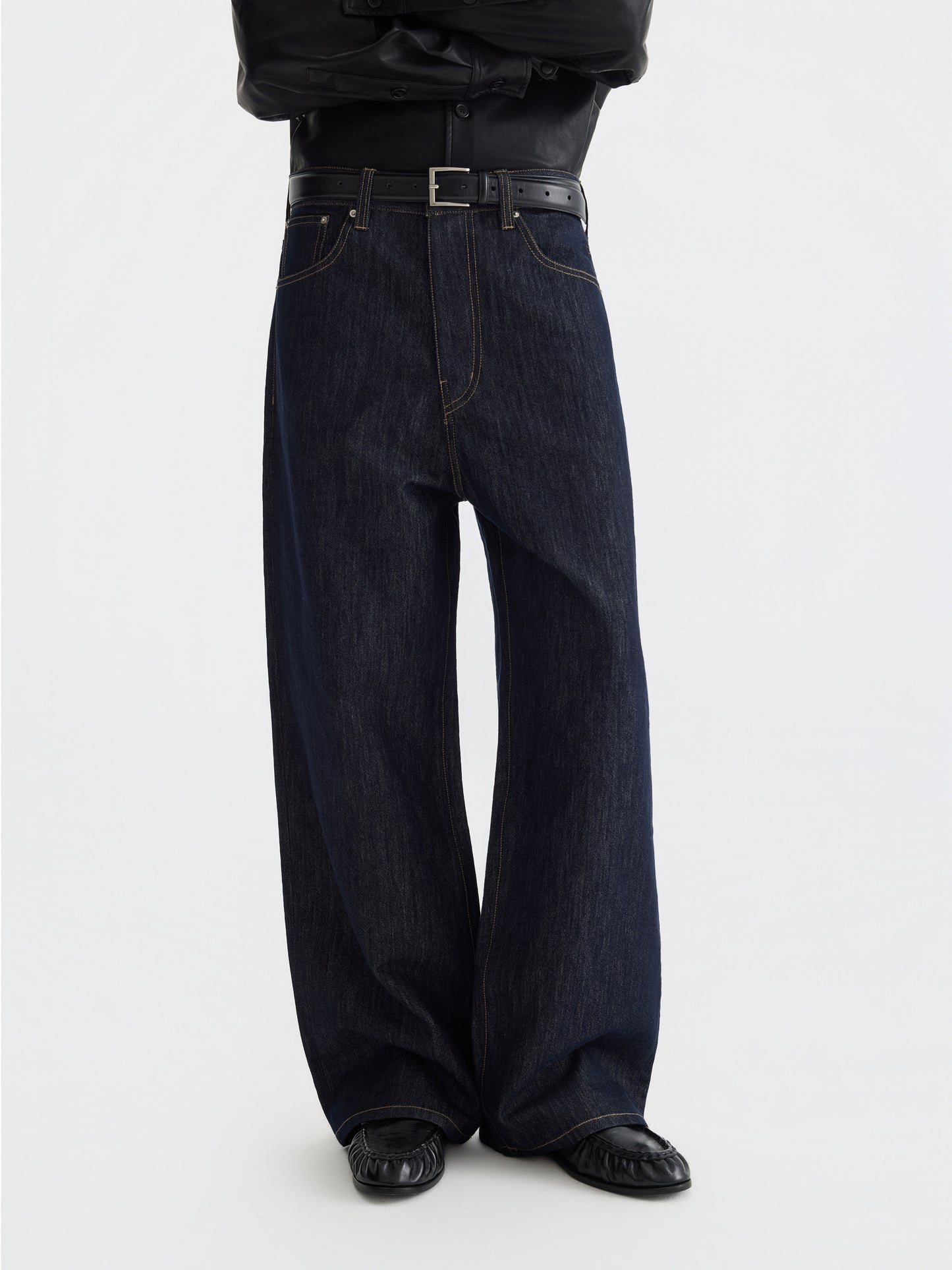 Japanese button-down straight jeans