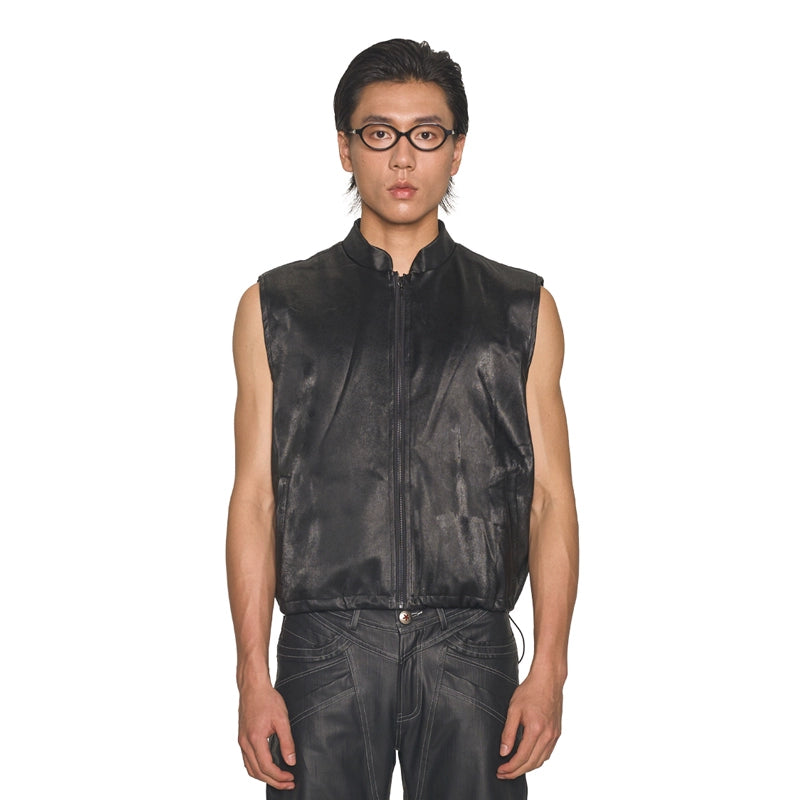 leather tailored backpack vest top