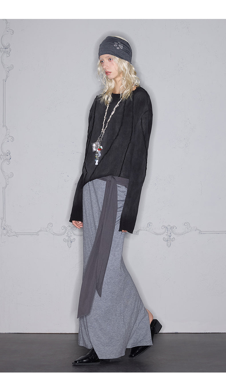 Irregular slim long sleeve T-shirt