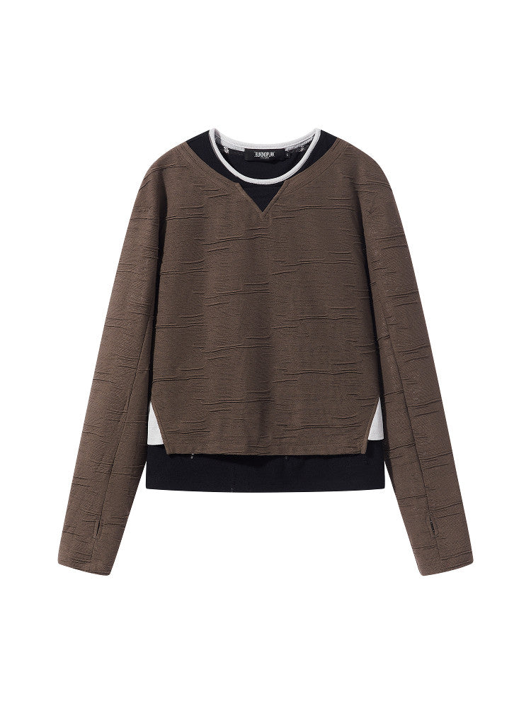 Multi-layer Color-Blocking Long-Sleeve T-Shirt