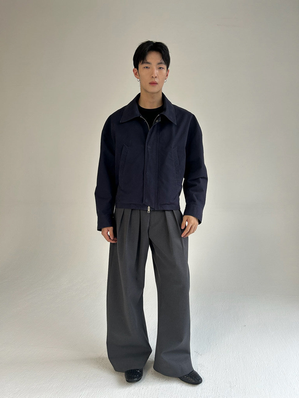 Wool double waist trousers