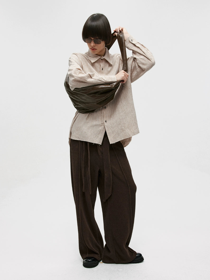 NATURAL TEXTURE LEATHER SHOULDER BAG