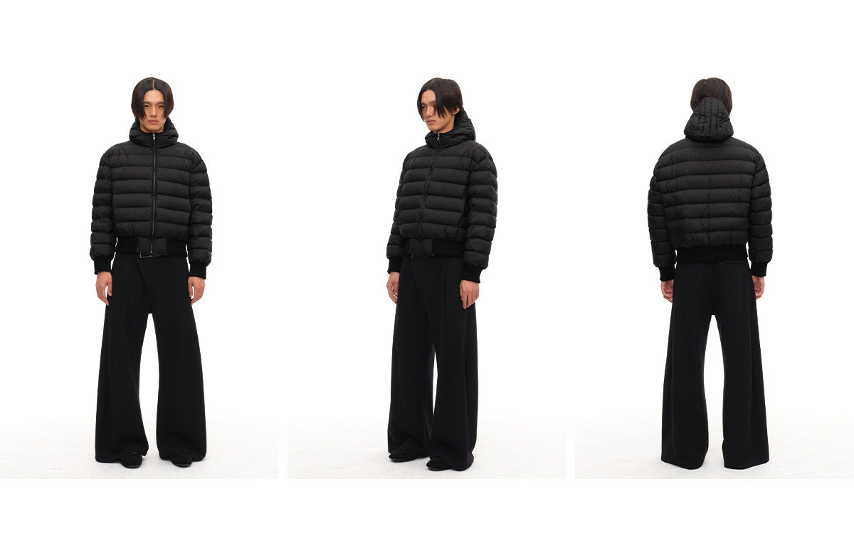 Loose Hooded Pork Rib Down Jacket