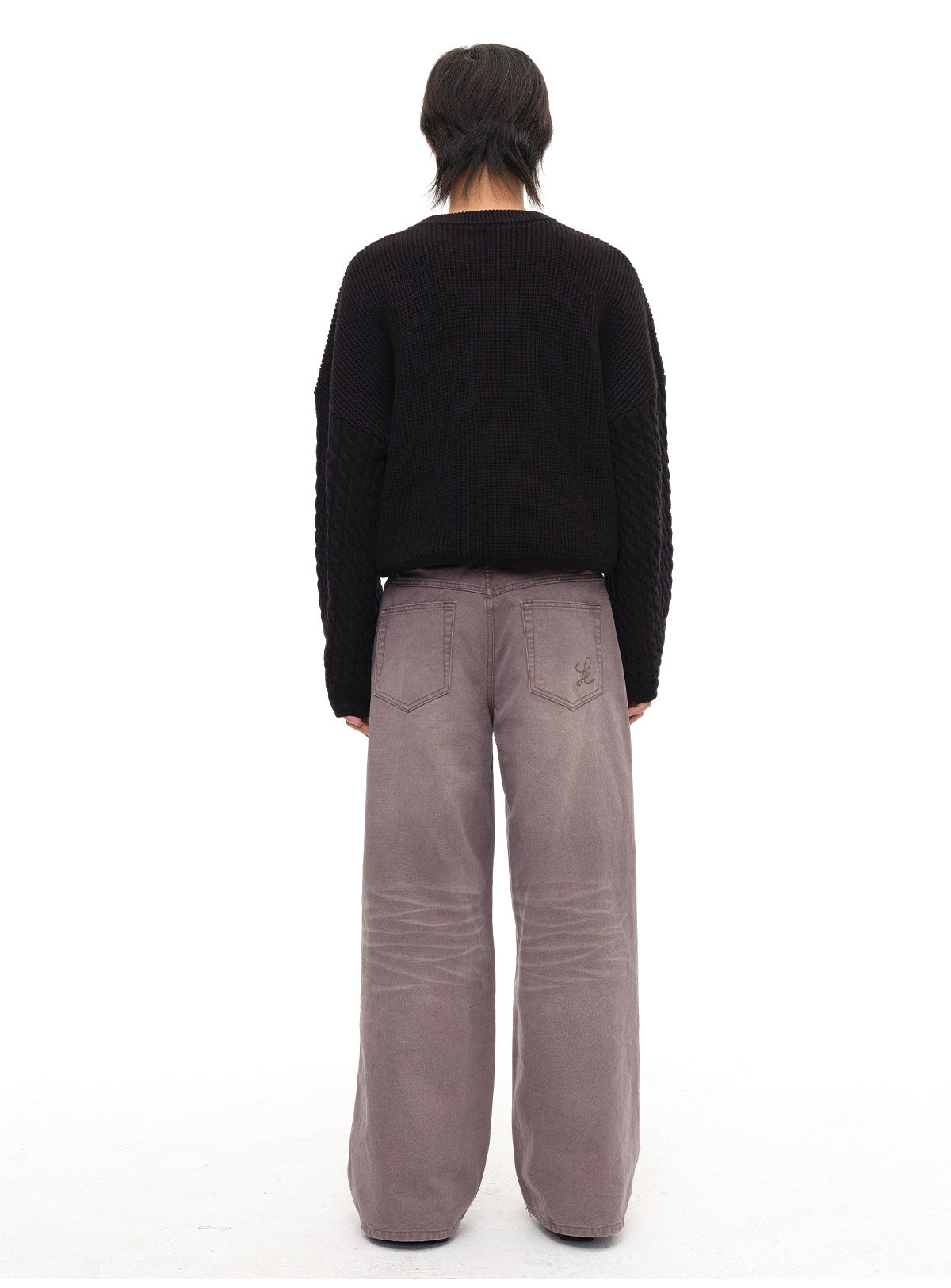 Purple Washed Wide-Leg Jeans