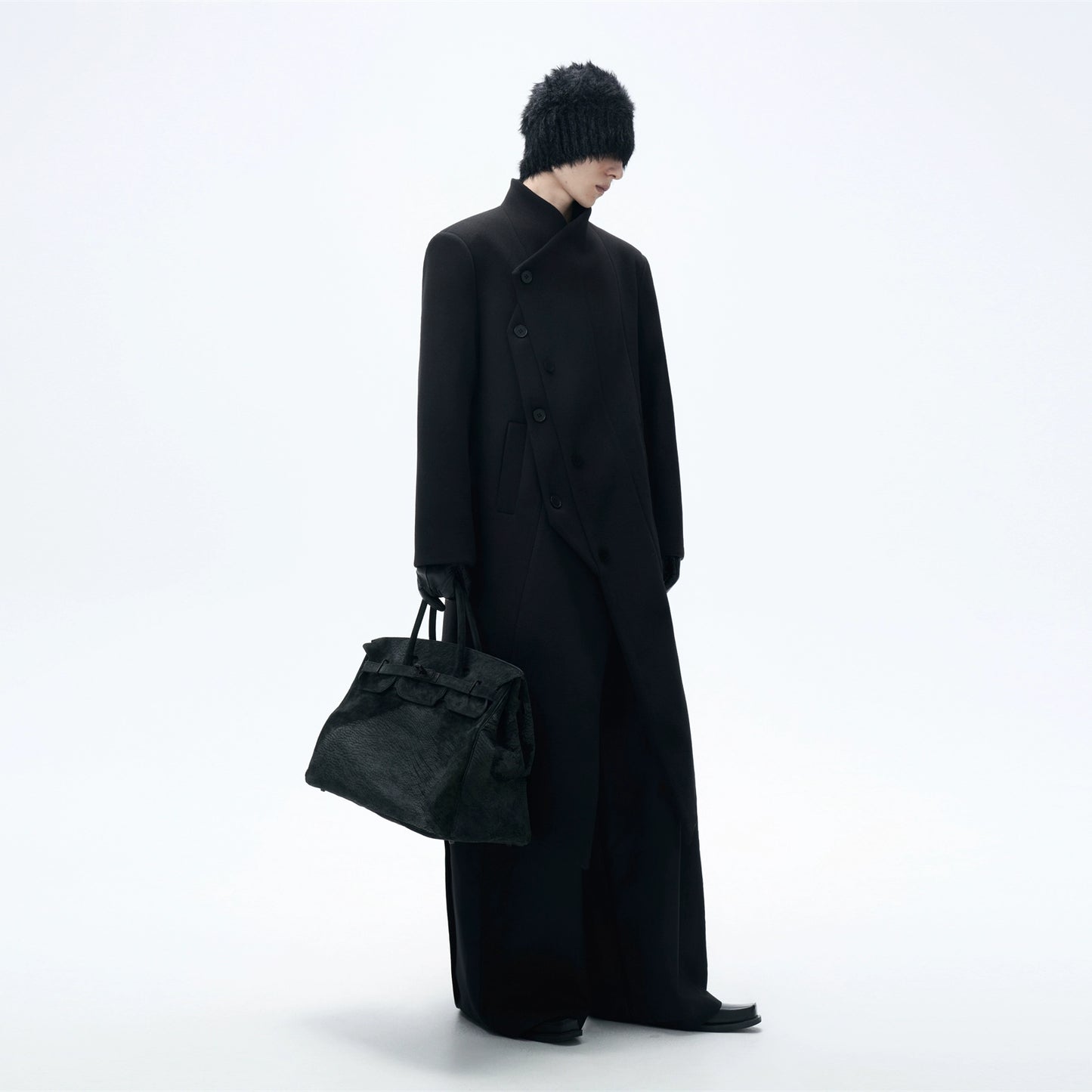 Double-breast Loose Tuxedo Wool Coat