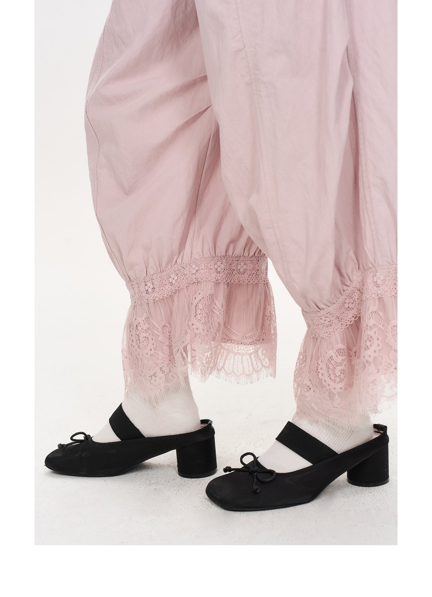 Beware Lace paneled cropped balloon pants
