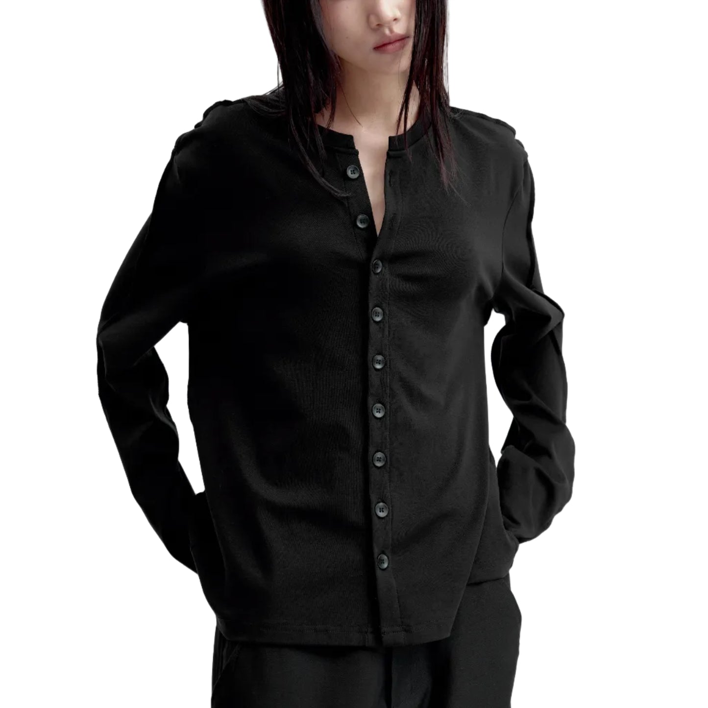 Layered matte button cardigan