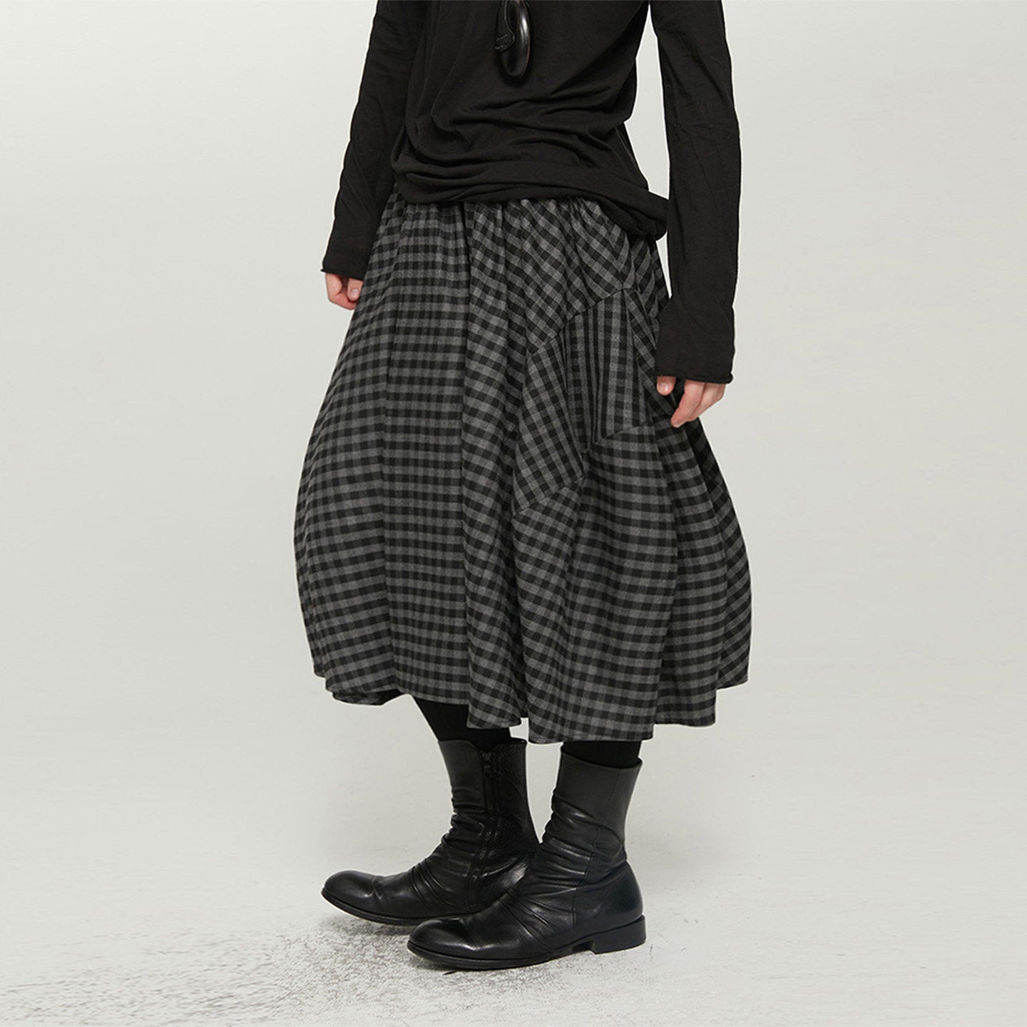 Layered pin-checked skirt