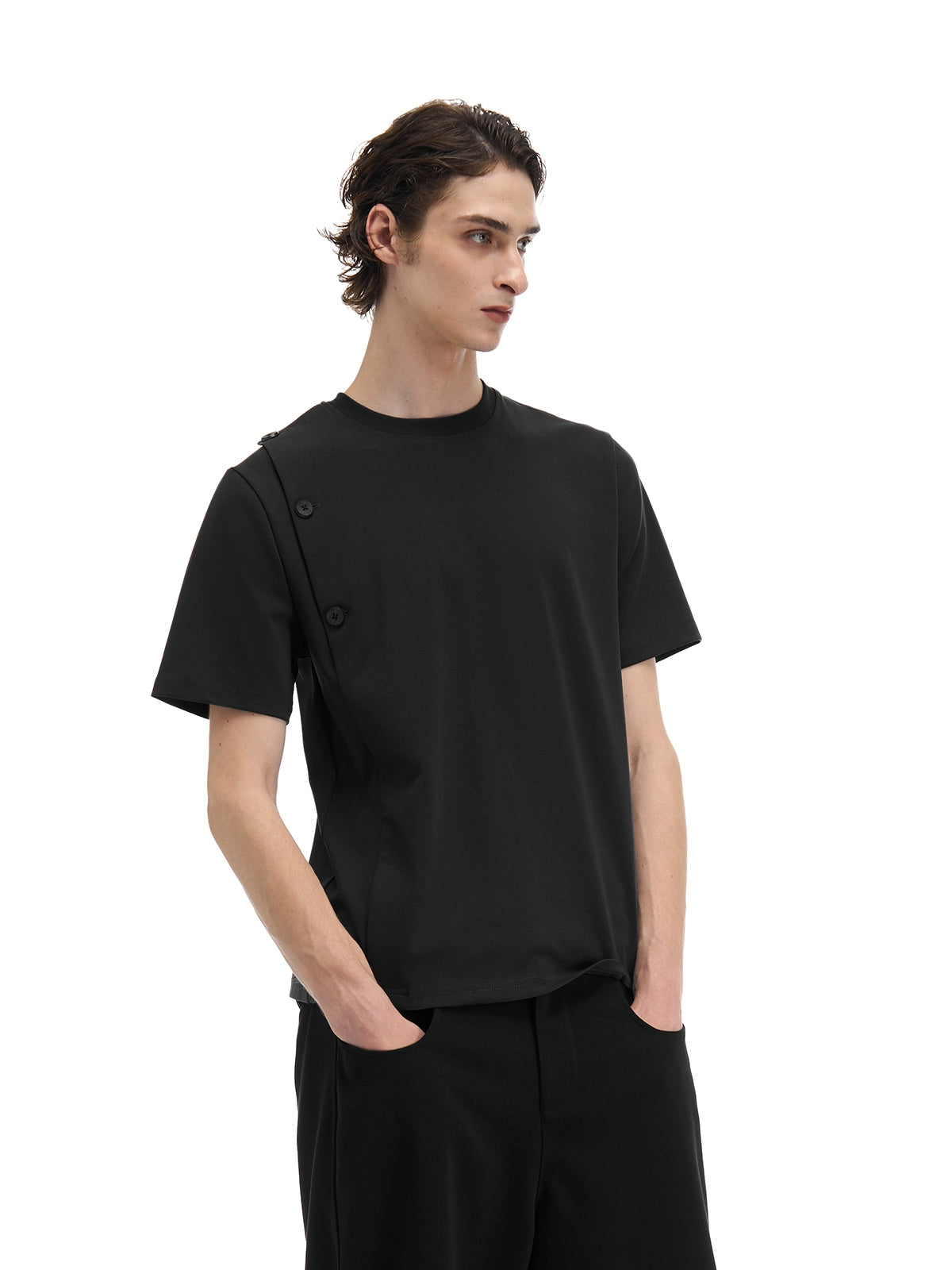 structure fencing collar short sleeve T-shirt