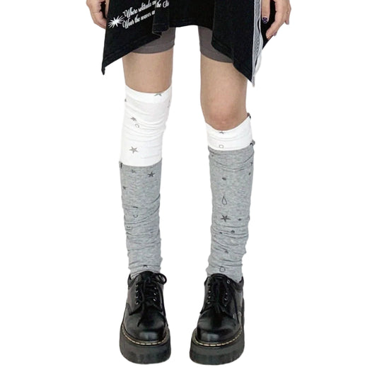 "Tears Star" stretch knit print socks