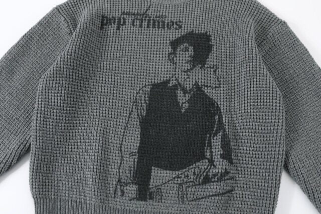 POP CRIMES Wool chunky waffle sweater