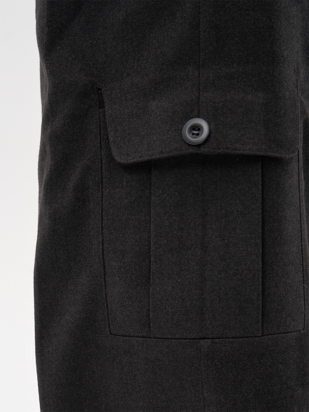 Rock Grey Wool 3D Cargo Trouser