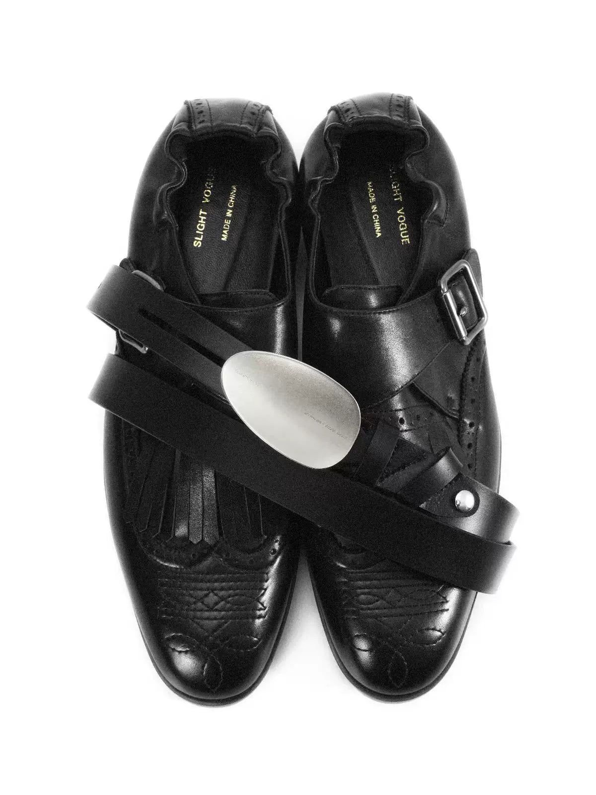 Silver Curved Edge Buckle Belt