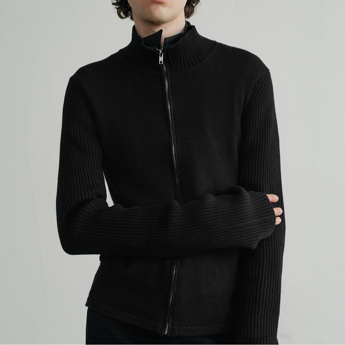 Merino wool Turtleneck Zip Cardigan