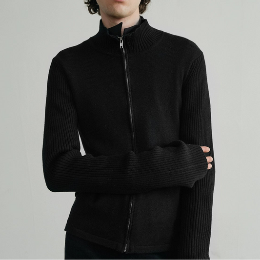 Merino wool Turtleneck Zip Cardigan