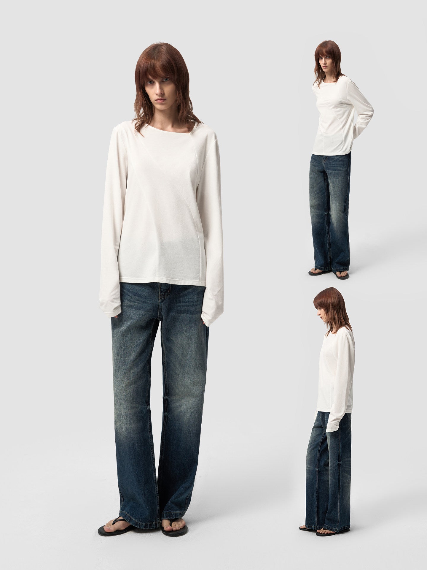 Contour split long-sleeve T-shirt