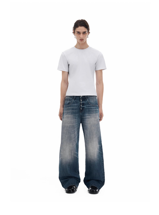Heavy Washed Embroidery Jeans