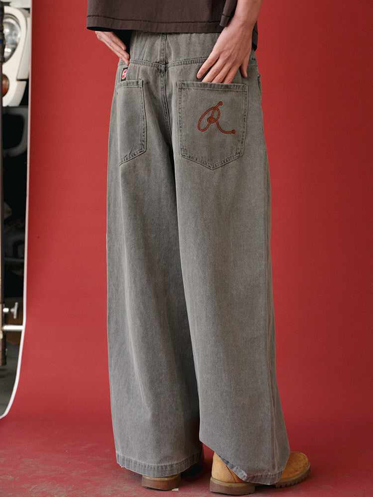 Deep crotch wide-leg jeans
