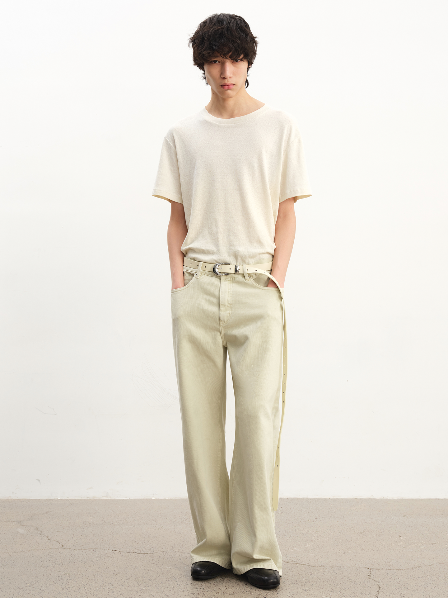 Washed faded short-sleeve T-shirt