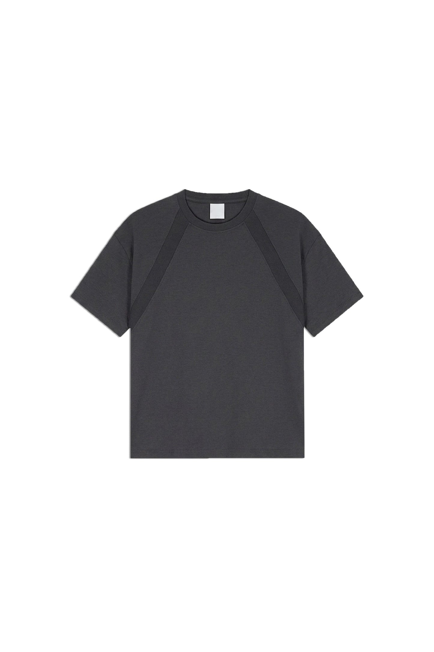 2-line patchwork short-sleeve T-shirt