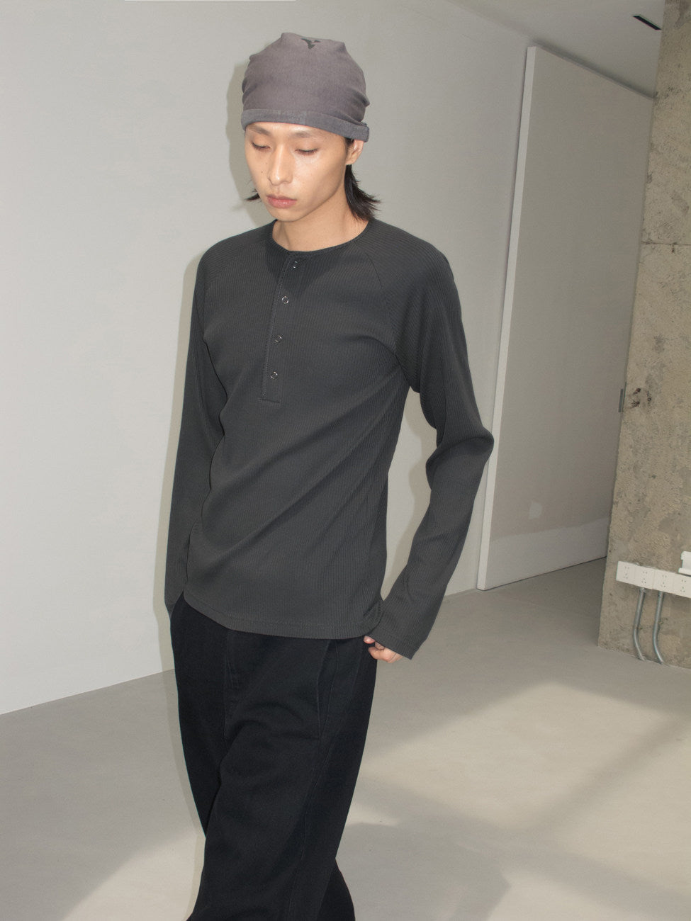 Pit strips slim henry collar long sleeve t-shirt