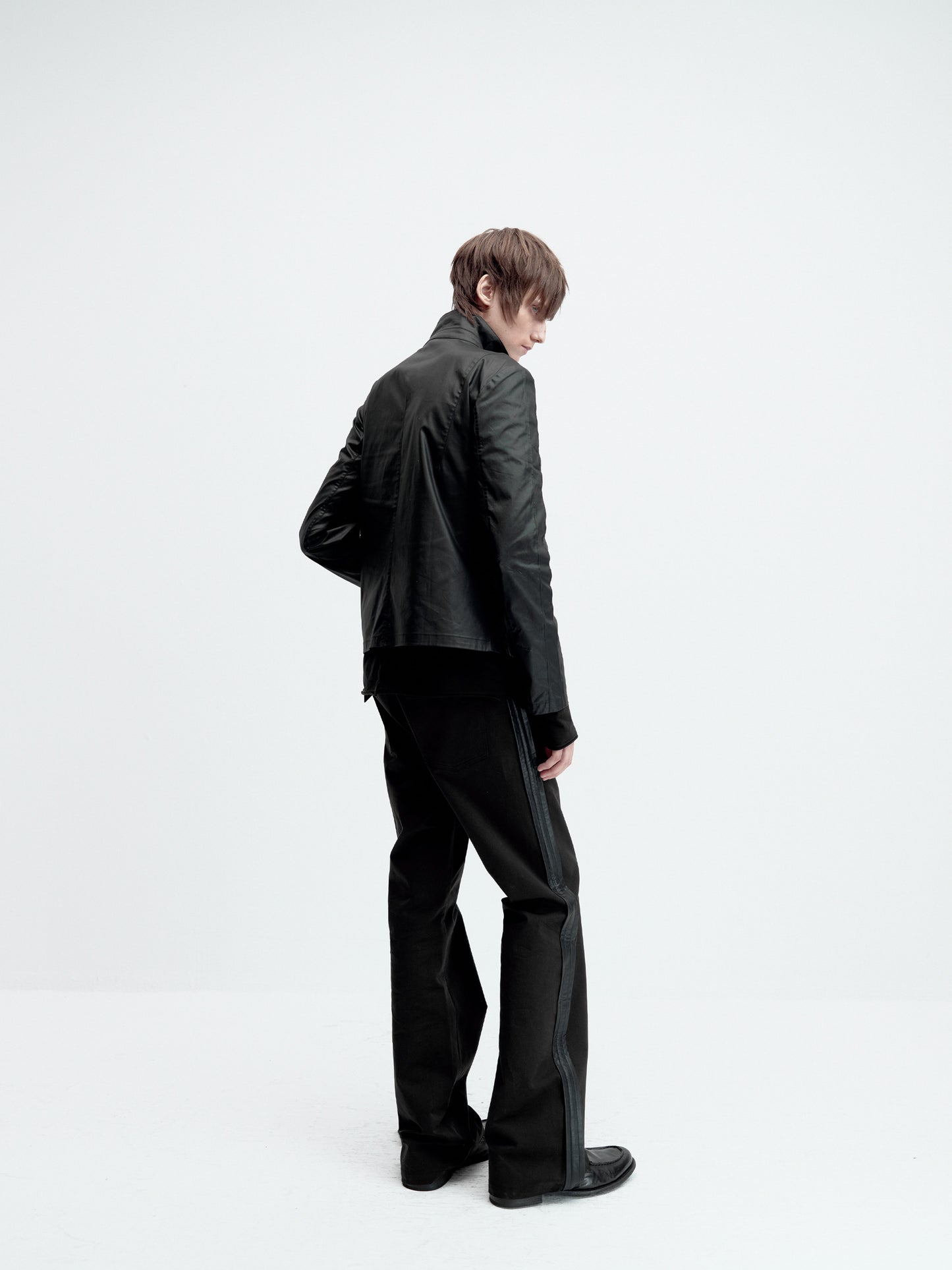 Leather Side Patchwork Flare Pants