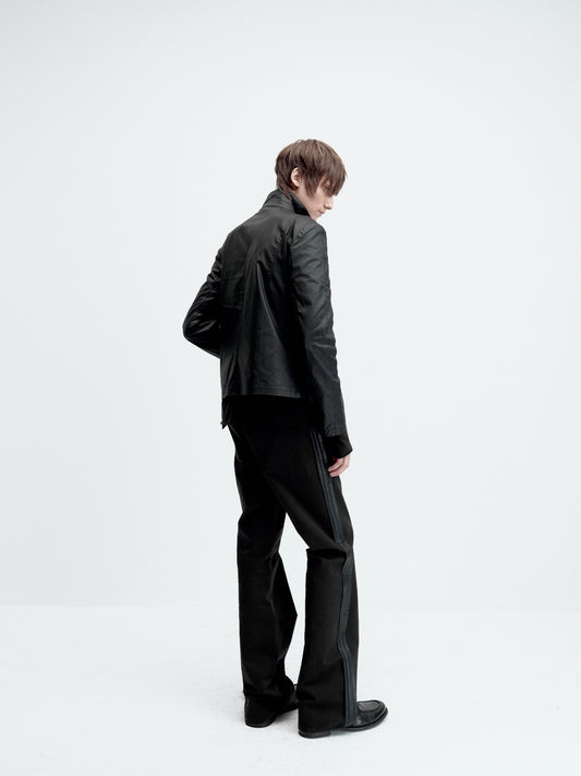 Leather Side Patchwork Flare Pants