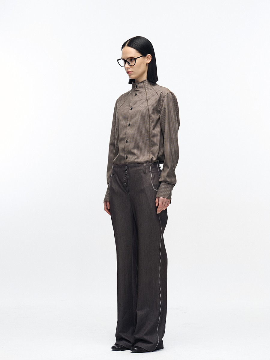 Oak spliced plaid shirt