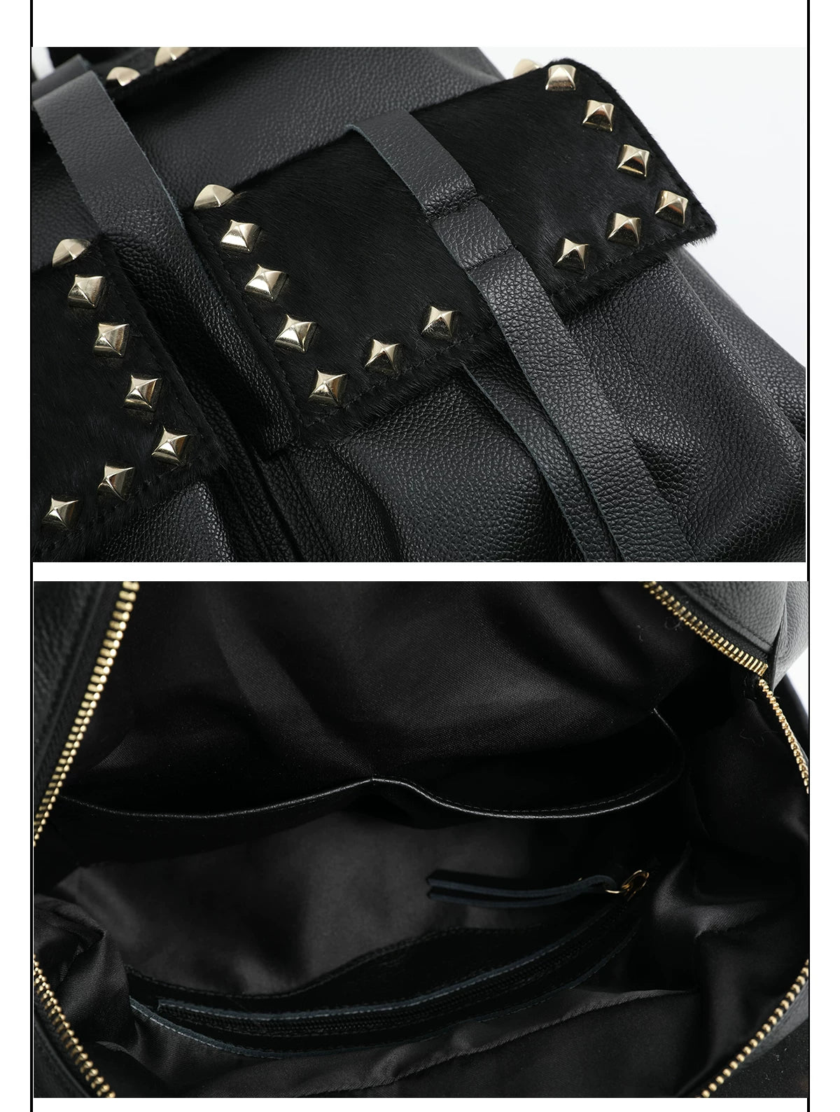 noEmosen Rivet vintage punk leather backpack