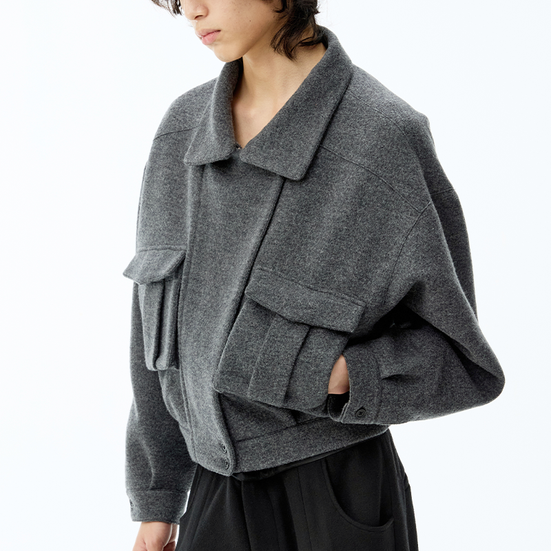 Double Pocket Wool Flight Jacket