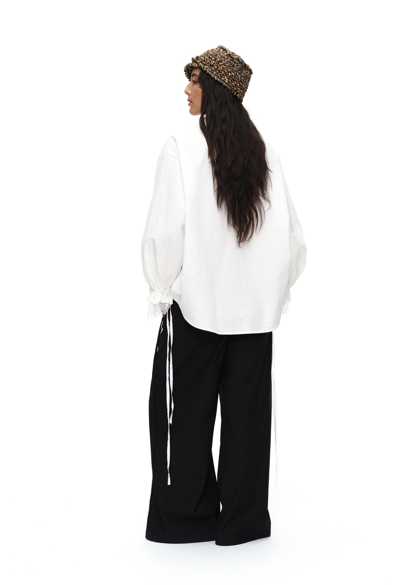 Button-down straight trousers